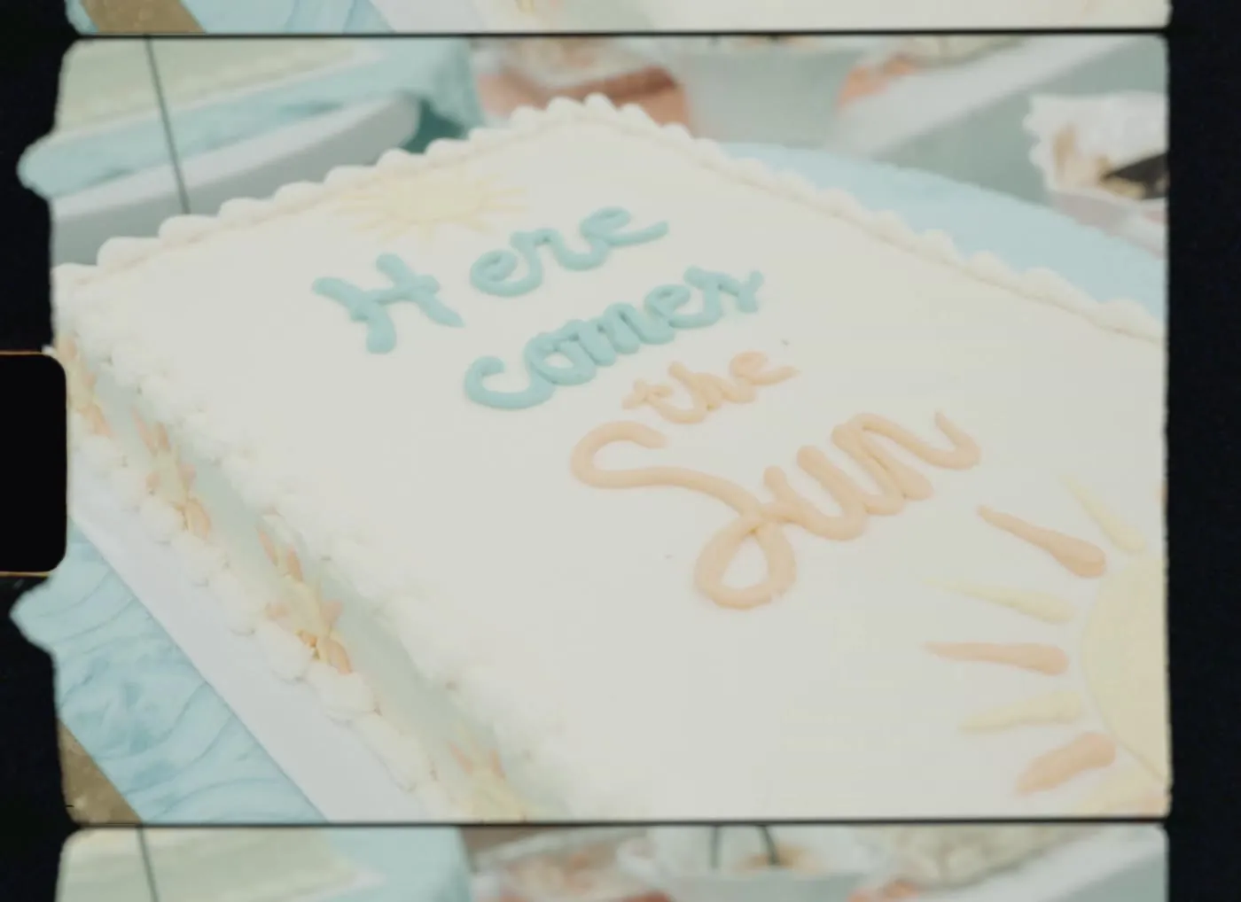 Baby shower cake on a decorated table